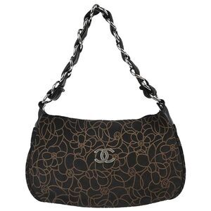 Chanel Camellia Chain Embossed Suede Black Suede Shoulder Bag Bag